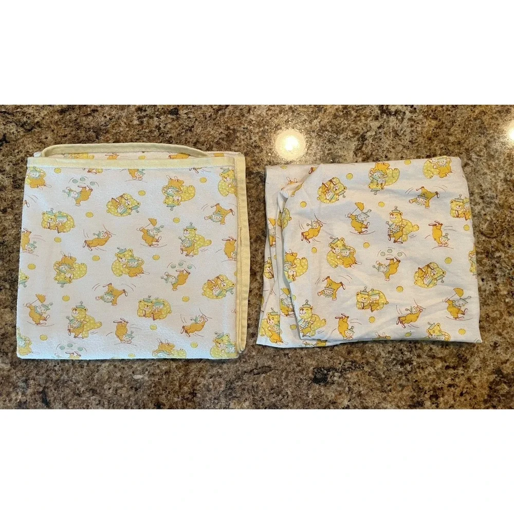 Vintage Carters Matching Baby Blanket & Changing Table Cover Unisex Clown & Bear